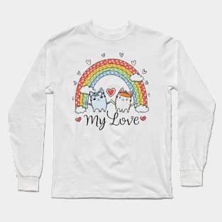 My Rainbow Cat is My Valentine Long Sleeve T-Shirt